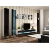 TV stovas Cama Meble VIGO NEW 30/140/40 – 1400×400×300 mm, baltas viršus, medžio drožlių plokštė, baltas rėmas, baltas/juodas blizgesys