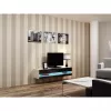 TV stovas Cama Meble VIGO NEW 30/140/40 – 1400×400×300 mm, baltas viršus, medžio drožlių plokštė, baltas rėmas, baltas/juodas blizgesys