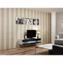 TV stovas Cama Meble VIGO NEW 30/140/40 – 1400×400×300 mm, baltas viršus, medžio drožlių plokštė, baltas rėmas, baltas/juodas blizgesys