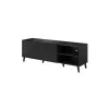 Spintelė televizoriui Cama Meble ABETO 150x42x52 cm, juoda blizgi, MDF viršus, juodas rėmas