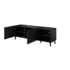 Spintelė televizoriui Cama Meble ABETO 150x42x52 cm, juoda blizgi, MDF viršus, juodas rėmas