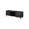 Spintelė televizoriui Cama Meble ABETO 150x42x52 cm, juoda blizgi, MDF viršus, juodas rėmas