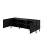 Spintelė televizoriui Cama Meble ABETO 150x42x52 cm, juoda blizgi, MDF viršus, juodas rėmas