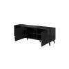 Spintelė televizoriui Cama Meble ABETO 150x42x52 cm, juoda blizgi, MDF viršus, juodas rėmas