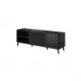 Spintelė televizoriui Cama Meble ABETO 150x42x52 cm, juoda blizgi, MDF viršus, juodas rėmas