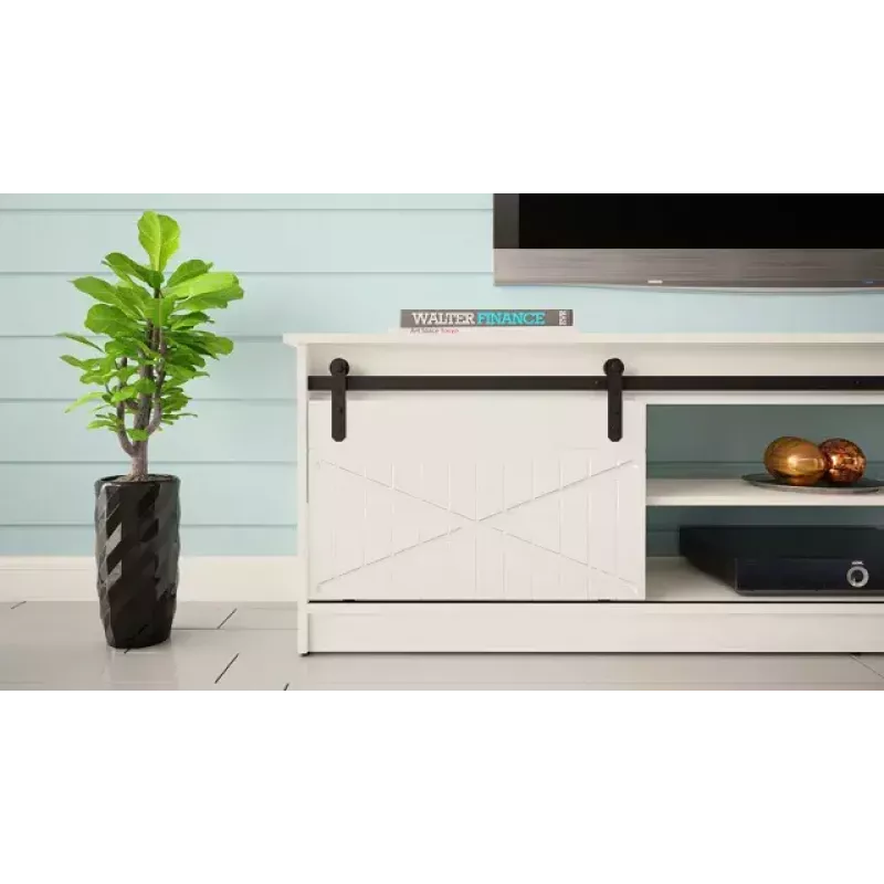 Stalius spintelė televizoriui Cama Meble GRANERO RTV 200x56,7x35 cm balta blizgi viršus, medžio drožlių plokštės korpusas
