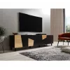 TV spintelė Cama Meble ETNA 200×42×52 cm, juodas matinis viršus, ąžuolo craft rėmas