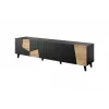 TV spintelė Cama Meble ETNA 200×42×52 cm, juodas matinis viršus, ąžuolo craft rėmas