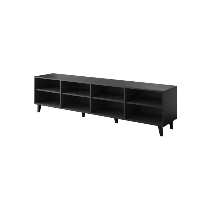 TV spintelė Cama Meble ETNA 200×42×52 cm, juodas matinis viršus, ąžuolo craft rėmas