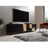 TV spintelė Cama Meble ETNA 200×42×52 cm, juodas matinis viršus, ąžuolo craft rėmas