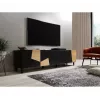 TV spintelė Cama Meble ETNA 200×42×52 cm, juodas matinis viršus, ąžuolo craft rėmas