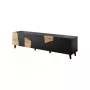 TV spintelė Cama Meble ETNA 200×42×52 cm, juodas matinis viršus, ąžuolo craft rėmas