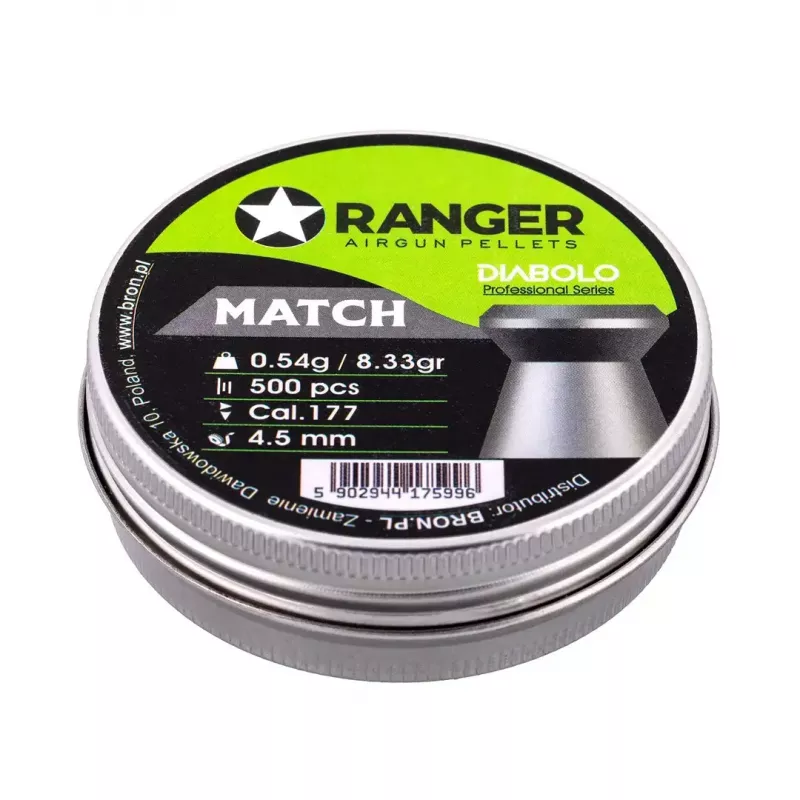 Šratiniai šoviniai RANGER PRORO 4,5 mm Diabolo — 500 vnt., sidabriniai, aliumininė talpykla