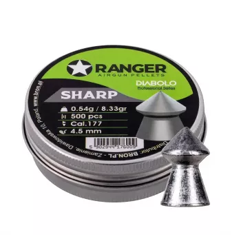 Šrateliai oriniams ginklams RANGER PRORO.45.500.S — 4,5 mm diabolo smailiu galu, 500 vnt., aliumininė dėžutė