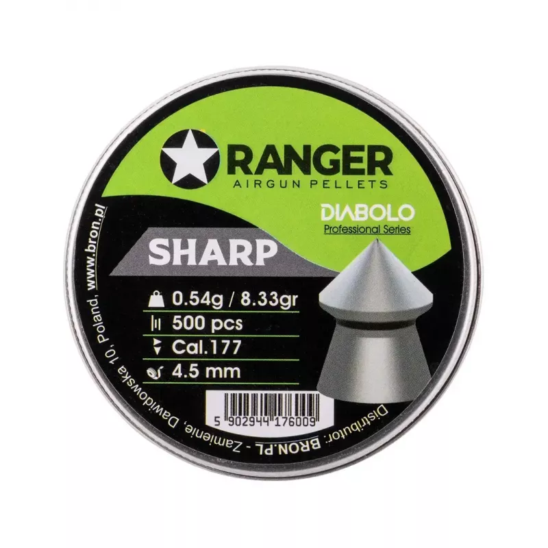 Šrateliai oriniams ginklams RANGER PRORO.45.500.S — 4,5 mm diabolo smailiu galu, 500 vnt., aliumininė dėžutė