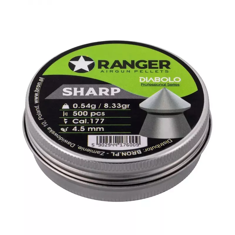 Šrateliai oriniams ginklams RANGER PRORO.45.500.S — 4,5 mm diabolo smailiu galu, 500 vnt., aliumininė dėžutė