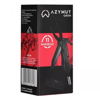 Multitool AZYMUT Gron — pilno dydžio daugiafunkcis įrankis, 11 įrankių, 9 antgaliai, nerūdijantis plienas, sulankstytas 11 cm, ištiestas 15,4 cm