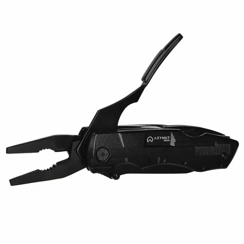 Multitool AZYMUT Gron — pilno dydžio daugiafunkcis įrankis, 11 įrankių, 9 antgaliai, nerūdijantis plienas, sulankstytas 11 cm, ištiestas 15,4 cm