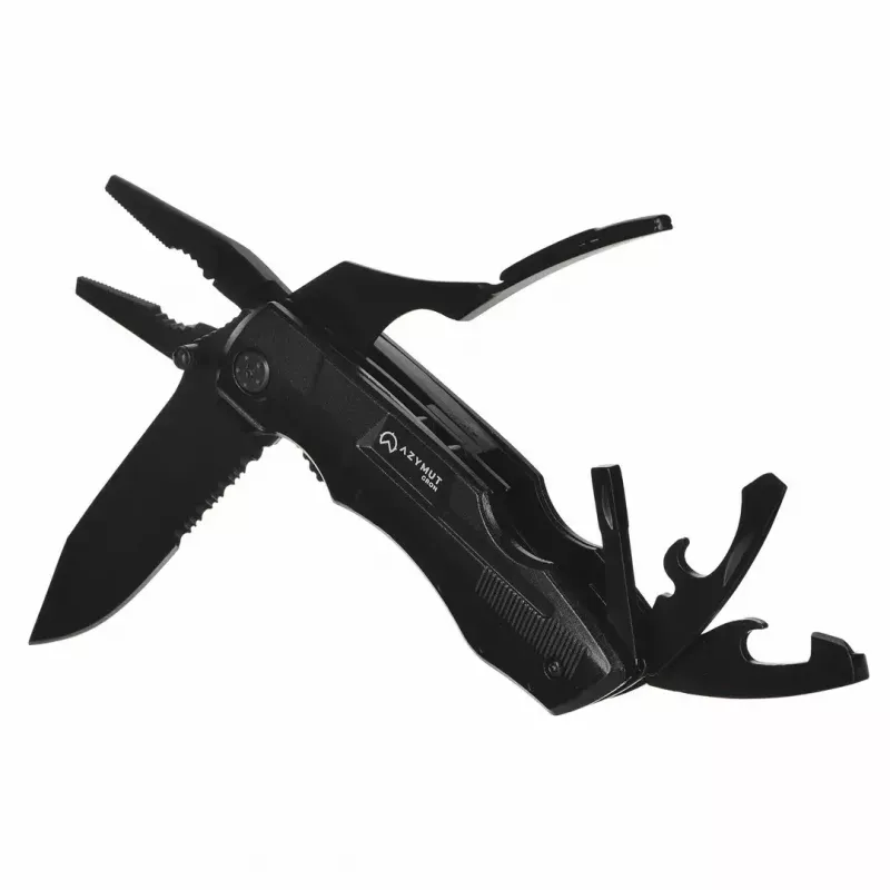Multitool AZYMUT Gron — pilno dydžio daugiafunkcis įrankis, 11 įrankių, 9 antgaliai, nerūdijantis plienas, sulankstytas 11 cm, ištiestas 15,4 cm