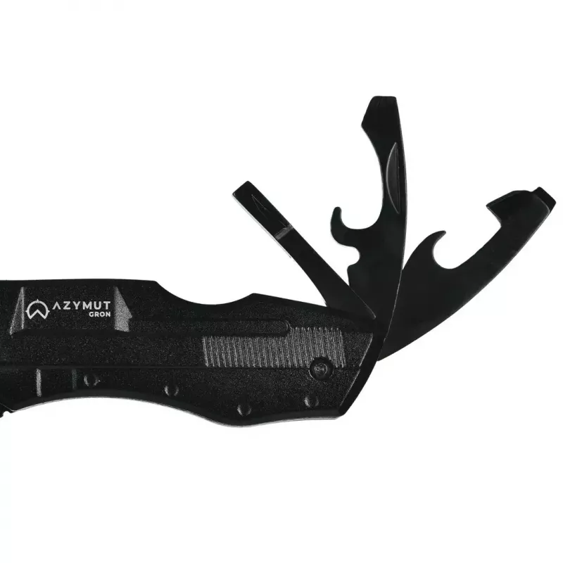 Multitool AZYMUT Gron — pilno dydžio daugiafunkcis įrankis, 11 įrankių, 9 antgaliai, nerūdijantis plienas, sulankstytas 11 cm, ištiestas 15,4 cm