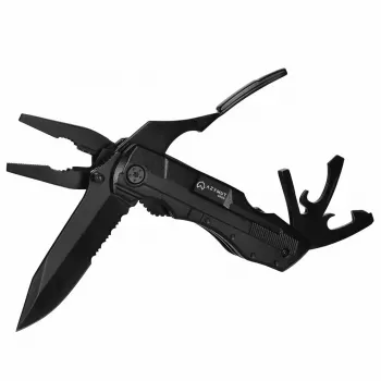 Multitool AZYMUT Gron — pilno dydžio daugiafunkcis įrankis, 11 įrankių, 9 antgaliai, nerūdijantis plienas, sulankstytas 11 cm, ištiestas 15,4 cm