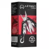 Multitool AZYMUT Turon 10 funkcijų su karabinu H-P224108 — nerūdijantis plienas 420, sulankstytas 11 cm, svoris 224 g, odinis dėklas