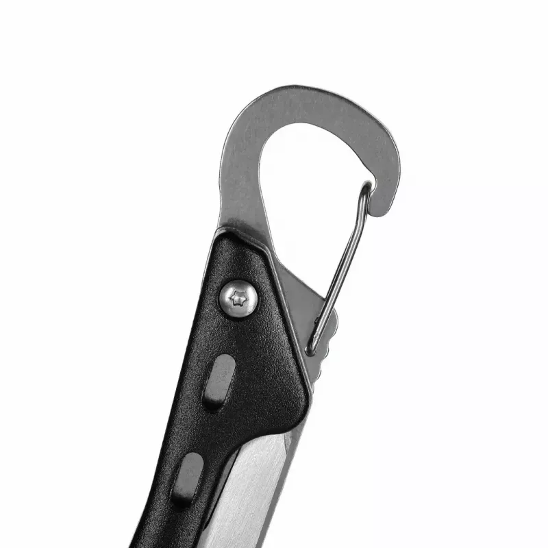 Multitool AZYMUT Turon 10 funkcijų su karabinu H-P224108 — nerūdijantis plienas 420, sulankstytas 11 cm, svoris 224 g, odinis dėklas