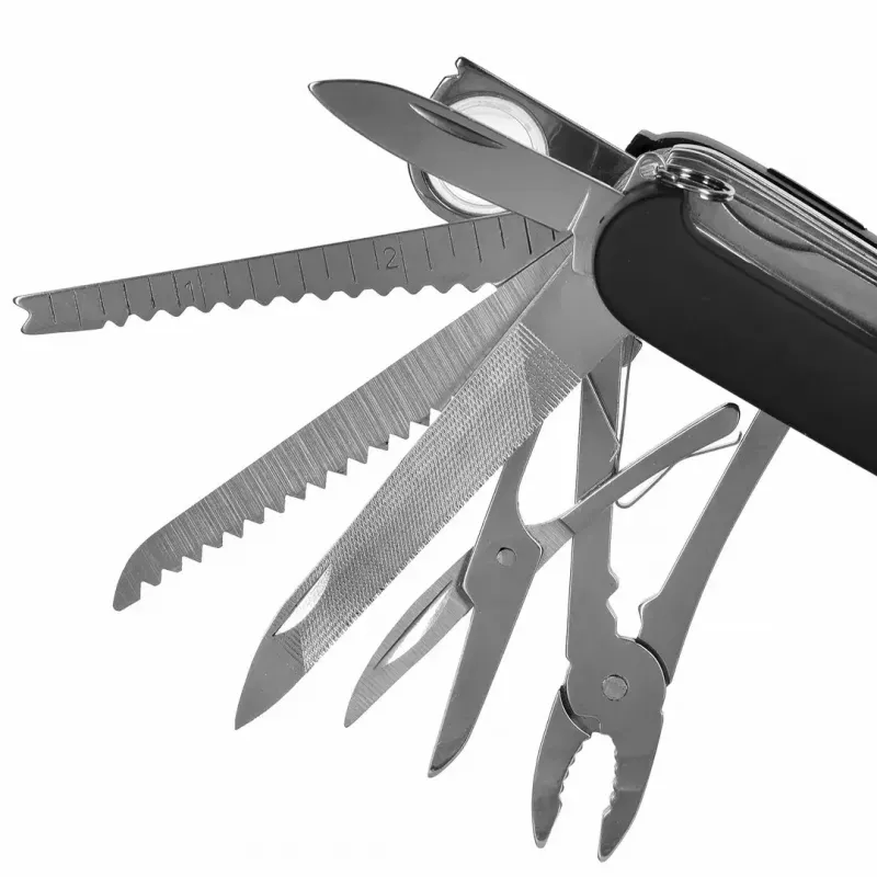 Kišeninis peilis AZYMUT Tatron daugiafunkcis sulankstomas peilis 25 įrankiai, nerūdijantis plienas, 9 cm sulankstytas, 200 g, odinis dėklas