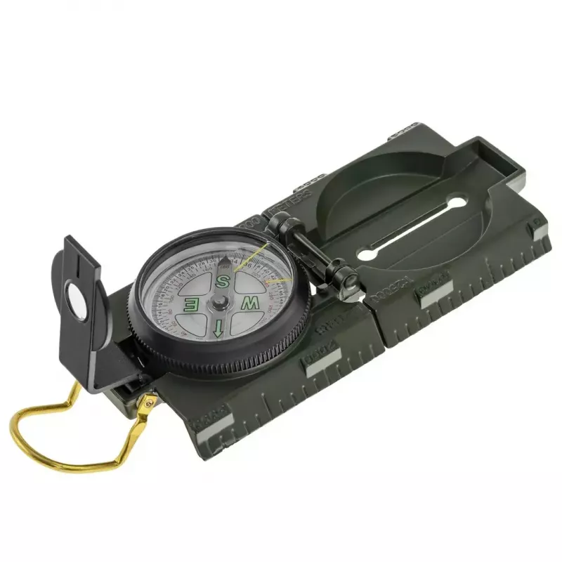 Navigacinis magnetinis kompasas Mil‑Tec US su apšvietimu, aliuminio korpusas, masteliai 1:50k ir 1:25k, alyvinė