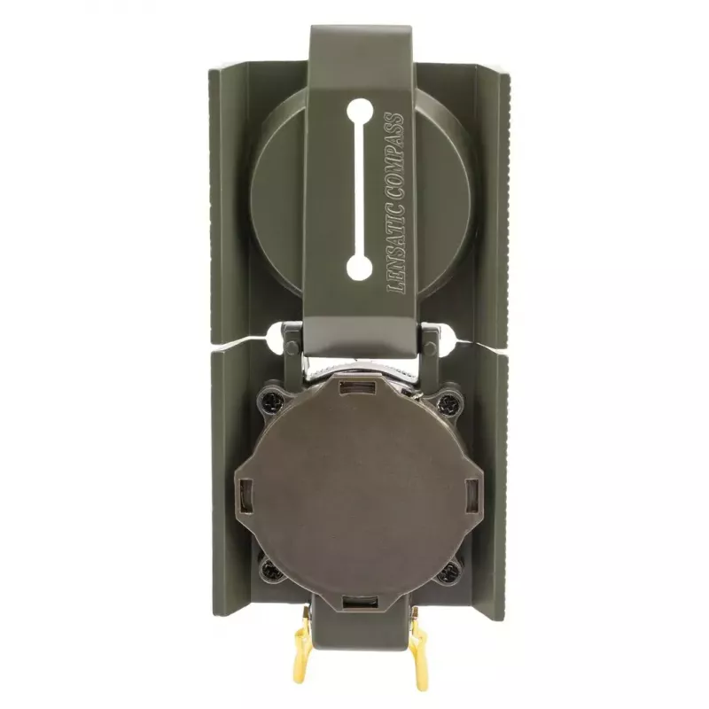 Navigacinis magnetinis kompasas Mil‑Tec US su apšvietimu, aliuminio korpusas, masteliai 1:50k ir 1:25k, alyvinė