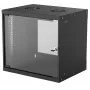 Sieninis 9U tinklo stovas INTELLINET 19 colių (540×487×400 mm) juodas, stiklinės durelės, IP20