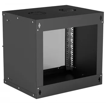 Sieninis 9U tinklo stovas INTELLINET 19 colių (540×487×400 mm) juodas, stiklinės durelės, IP20