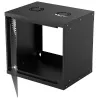 Sieninis 9U tinklo stovas INTELLINET 19 colių (540×487×400 mm) juodas, stiklinės durelės, IP20