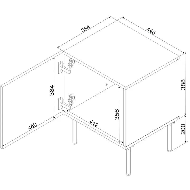 Naktiniai staliukai Cama meble SIENA 44.5×40×59 cm, kašmyro matiniai, MDF ir medžio drožlių plokštė, 2 vnt. rinkinys