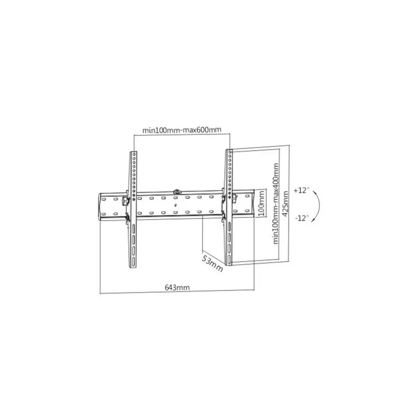 Gembird WM-70T-02 televizoriaus tvirtinimas prie sienos 37–70 colių ekranams, 40 kg apkrova, VESA 200×200–600×400, nuolydis ±12°, 5,3 cm iki sienos, plienas, juodos spalvos
