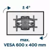 Sieninis TV laikiklis Gembird WM-75ST-01 32 inch–75 inch ekranams, VESA 600x400, 45,5 kg, reguliuojamas 4,9–49,1 cm, pakreipimas -5°–8°