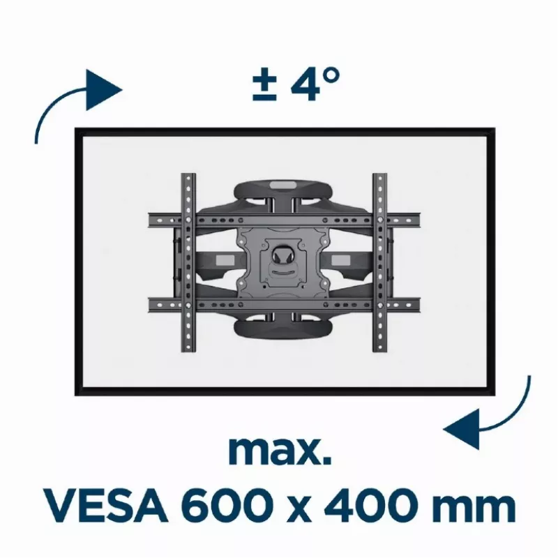 Sieninis TV laikiklis Gembird WM-75ST-01 32 inch–75 inch ekranams, VESA 600x400, 45,5 kg, reguliuojamas 4,9–49,1 cm, pakreipimas -5°–8°