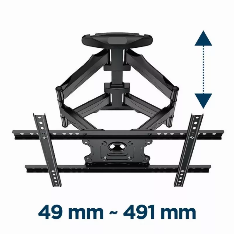 Sieninis TV laikiklis Gembird WM-75ST-01 32 inch–75 inch ekranams, VESA 600x400, 45,5 kg, reguliuojamas 4,9–49,1 cm, pakreipimas -5°–8°