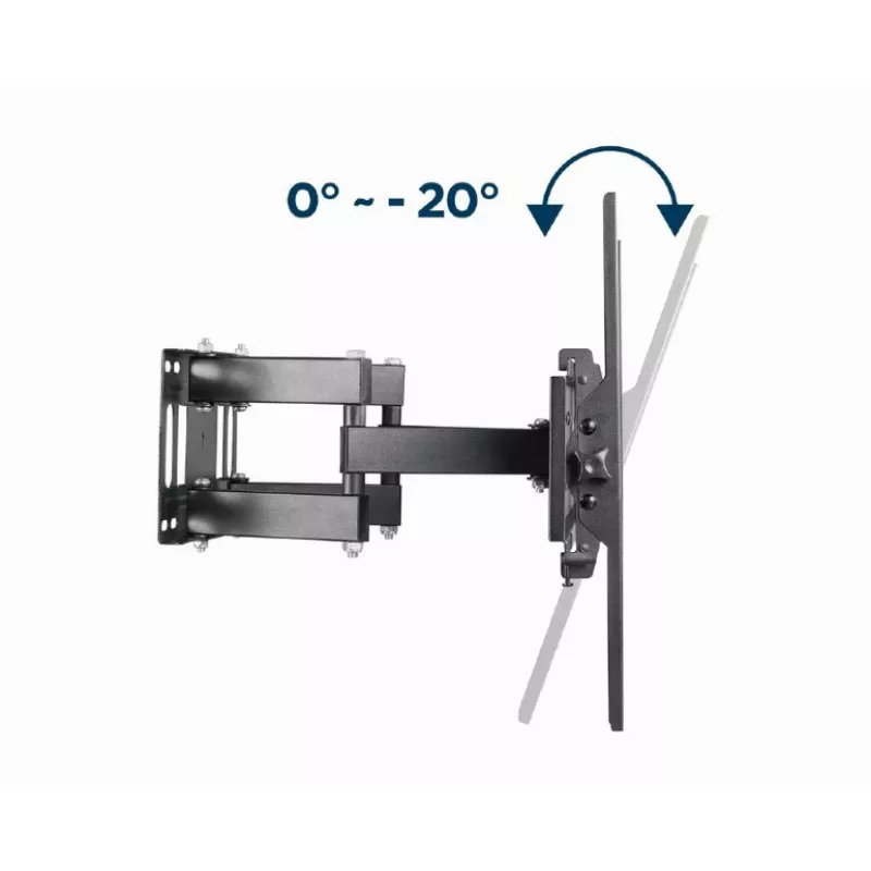 Sieninis TV laikiklis GEMBIRD WM-70ST-01, 37–70 colių, pakreipimas 0° iki -20°, pasukimas ±60°, VESA 200×200–600×400, max 35 kg, juodas