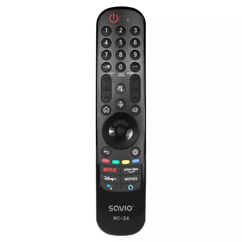 Pultelis SAVIO RC-24 IR belaidis universalus TV, juodas, mygtukinis, veikimo atstumas 10 m, palaiko 1 įrenginį