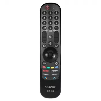 Pultelis SAVIO RC-24 IR belaidis universalus TV, juodas, mygtukinis, veikimo atstumas 10 m, palaiko 1 įrenginį
