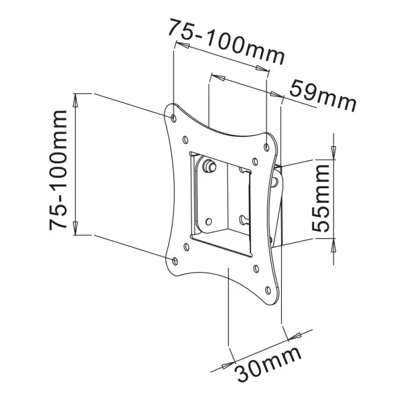 Techly ICA-LCD-900 76,2 cm (30 colių) juoda universali sieninė laikiklio sistema LED/LCD televizoriams ir monitoriams