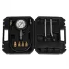 Analoginis manometras YATO YT-73022 0–20 bar, 75 mm ciferblatas, anglinis plienas, 0,5 m žarna, 4 žalvariniai adapteriai, dėklas