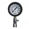 Analoginis manometras YATO YT-73022 0–20 bar, 75 mm ciferblatas, anglinis plienas, 0,5 m žarna, 4 žalvariniai adapteriai, dėklas