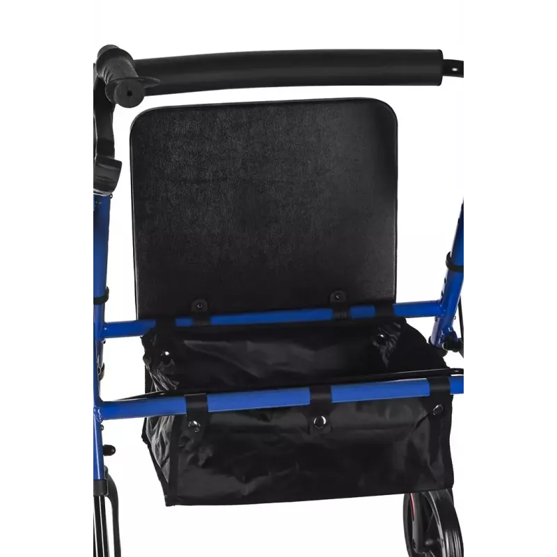 Reabilitacinis vaikštynė ActionMed CH100AM – lengvas aliumininis 4 ratų, reguliuojamas aukštis 700–937 mm, sėdynė 35×32 cm, maksimali apkrova 136 kg, sulankstomas