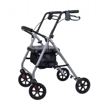 Vaikštynė / rollatorius MDH PPC035 su sėdyne ir krepšiu, aliuminis, sulankstoma, maks. apkrova 136 kg