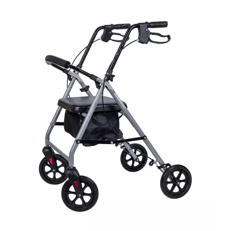 Vaikštynė / rollatorius MDH PPC035 su sėdyne ir krepšiu, aliuminis, sulankstoma, maks. apkrova 136 kg