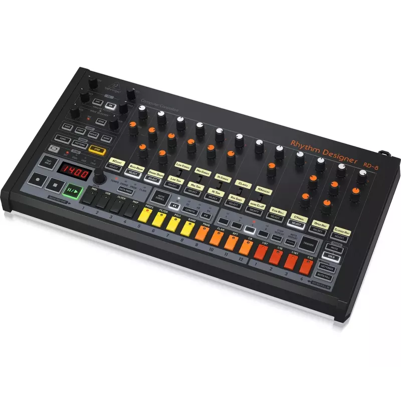 Ritmo ir būgnų mašina Behringer RD-8 MKII, kalibravimo diapazonas 10–15000 Hz