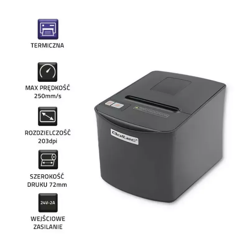 Terminis kvitų spausdintuvas QOLTEC 50256 su USB sąsaja – kompaktiškas POS spausdintuvas