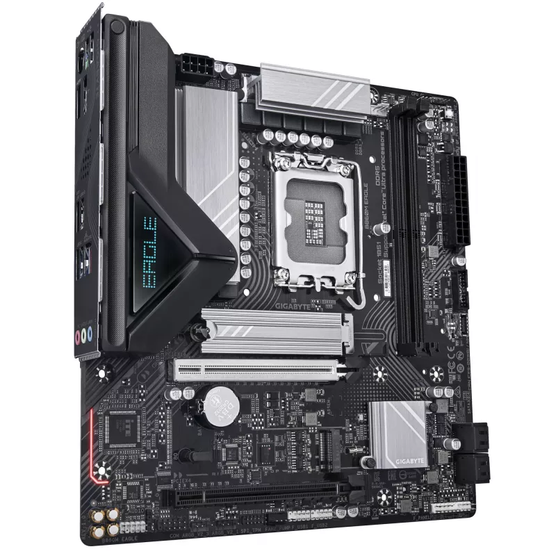 GIGABYTE B860M EAGLE pagrindinė plokštė - Intel Core Ultra serijos CPU, 6+1+2+1 fazių VRM, iki 9066MHz DDR5, 1xPCIe 5.0 + 1xPCIe 4.0 M.2, 2.5GbE LAN, USB 3.2 Gen 1